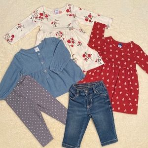 6-12 Month Dresses, 3-6 Month Stretch Denim Jean, Chambray Dress, Leggings